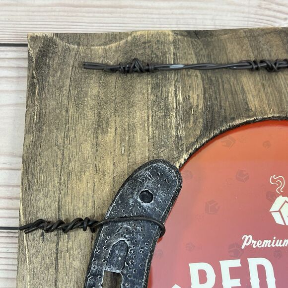 RED SHED Horseshoe Picture Frame 8x10” Wood Barbed Wire Rustic Country Western - Picture 11 of 13